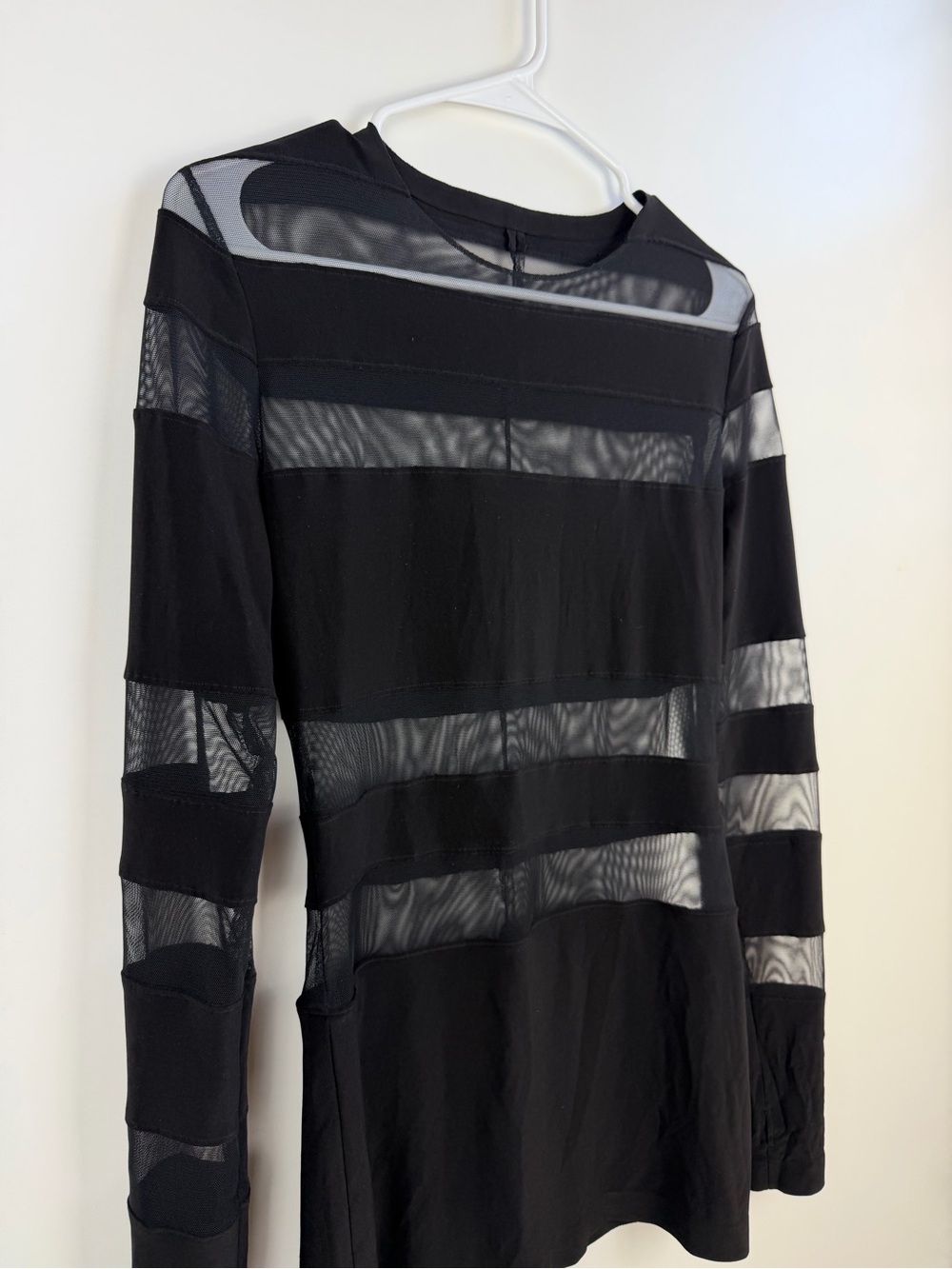 Norma Kamali Spliced Long Sleeve Pickleball Dress Black Mesh Size Medium - Picture 5 of 8